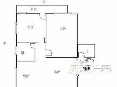 日月潭花园2室1厅1卫户型图