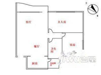 日月潭花园2室1厅1卫户型图