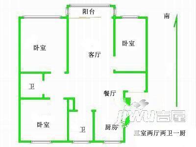 西咸欢新村3室2厅2卫户型图