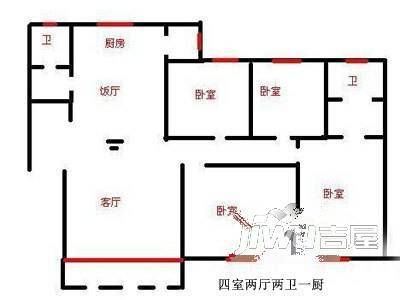 西咸欢新村3室2厅2卫户型图