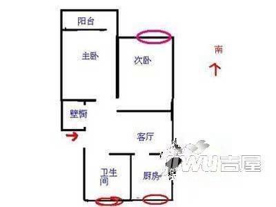 丁香苑2室1厅1卫户型图