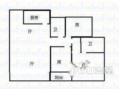 润沁花园2室1厅1卫户型图