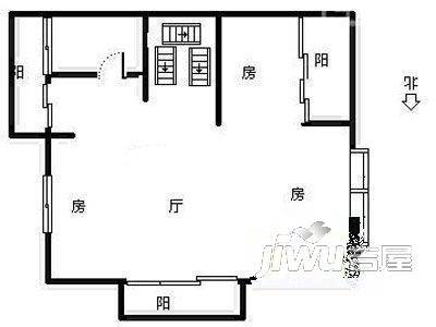 湖景中央花园2室2厅1卫户型图