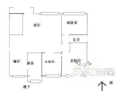 湖景中央花园2室2厅1卫户型图