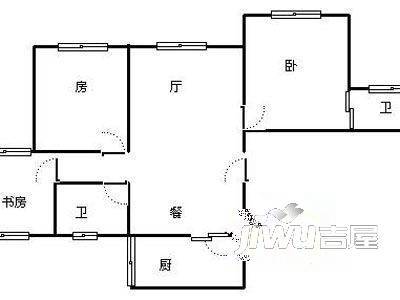 湖景中央花园2室2厅1卫户型图