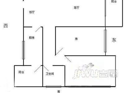 湖景中央花园2室2厅1卫户型图