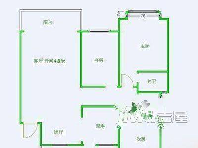 龙洲花园2室1厅1卫户型图