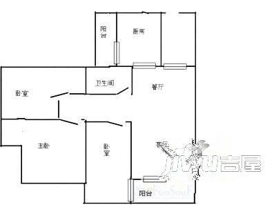 家宜花园2室2厅1卫户型图