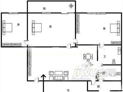 鼓山新村2室1厅2卫户型图