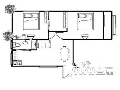 花园新村2室2厅1卫户型图