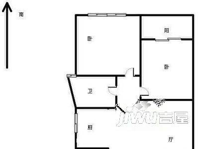 花园新村2室2厅1卫户型图