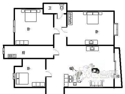 丰越花园3室1厅1卫户型图