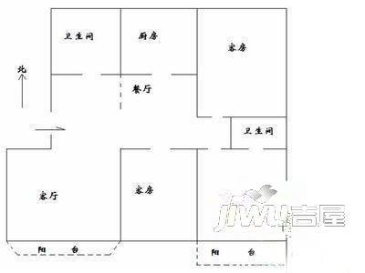 耀菩公寓3室1厅2卫户型图