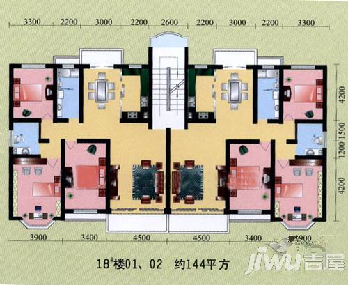 景都花园4室2厅2卫170㎡户型图