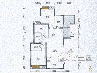 惠日桥小区3室1厅2卫户型图