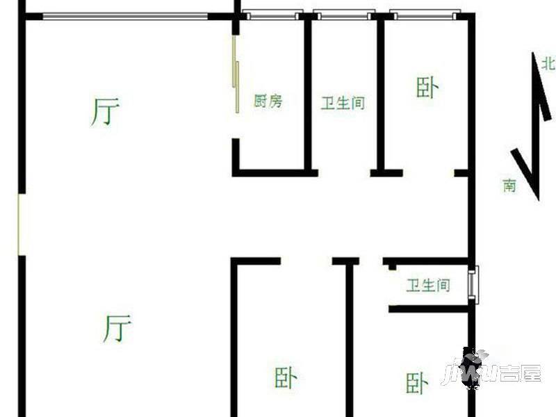 世纪花园1室2厅1卫户型图