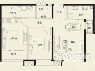 人利华府2室2厅1卫户型图