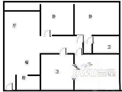 人利华府2室2厅1卫户型图