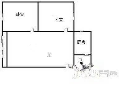 鉴湖新村2室1厅1卫户型图