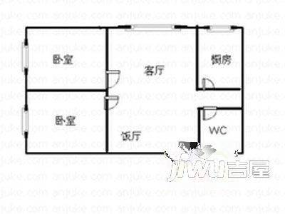 鉴湖新村2室1厅1卫户型图