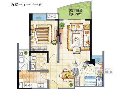 临江绿苑2室2厅1卫户型图