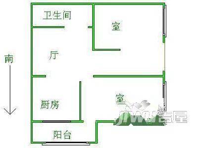 柯笛花园2室1厅1卫户型图