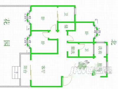 山水华庭3室2厅2卫151.1㎡户型图