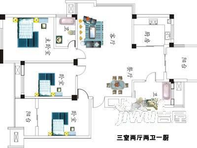 山水华庭3室2厅2卫151.1㎡户型图