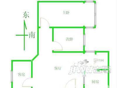 门前江公寓2室1厅1卫户型图