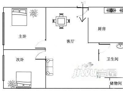 门前江公寓2室1厅1卫户型图