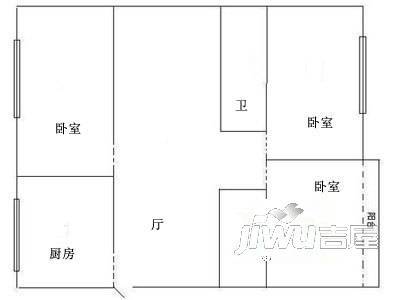 门前江公寓2室1厅1卫户型图