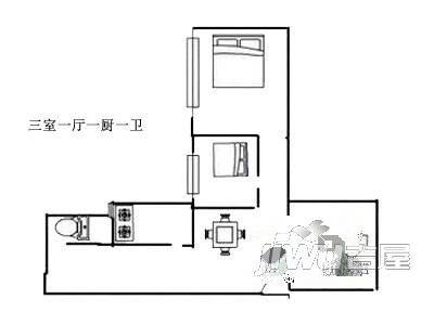 门前江公寓2室1厅1卫户型图