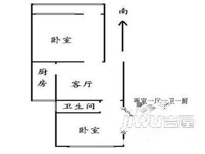 门前江公寓2室1厅1卫户型图