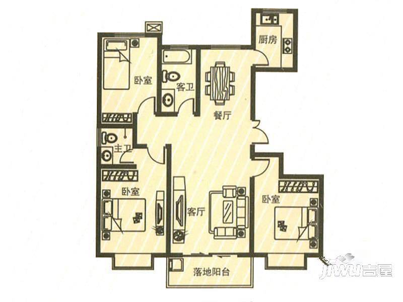 盛世名苑2室2厅1卫户型图