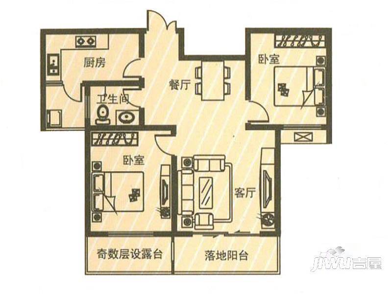 盛世名苑2室2厅1卫户型图