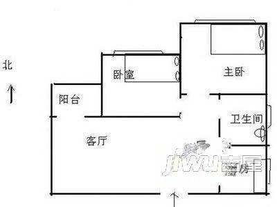 天工华庭2室1厅1卫户型图