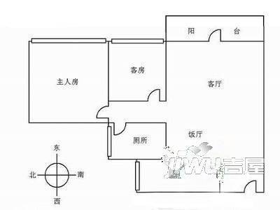 越仕苑2室1厅1卫户型图