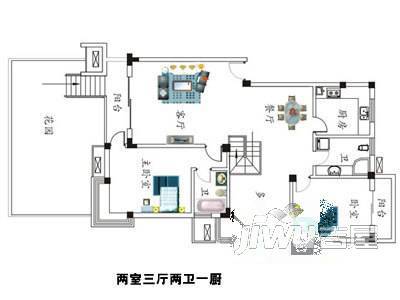 山水华庭3室2厅2卫151.1㎡户型图