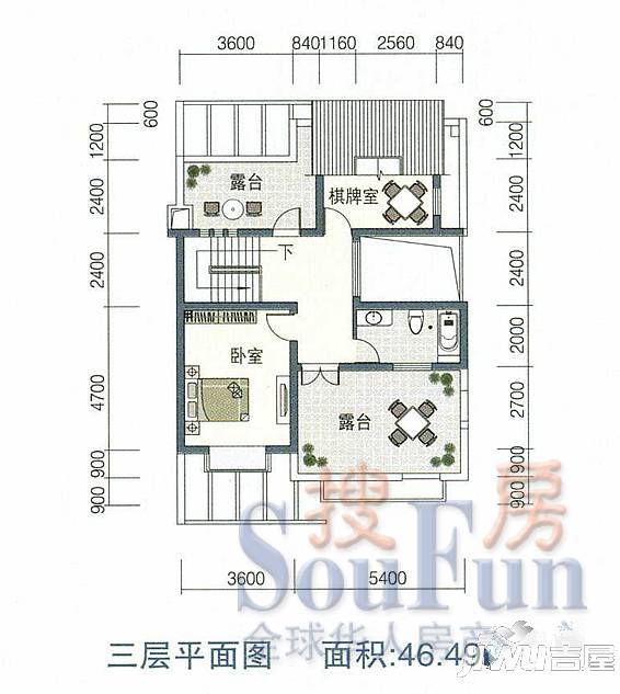 山水华庭3室2厅2卫151.1㎡户型图