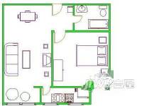 万家人利花园1室1厅1卫户型图