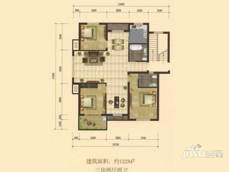 日兴家园3室2厅2卫户型图