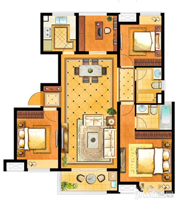 世纪康城3室1厅2卫112㎡户型图