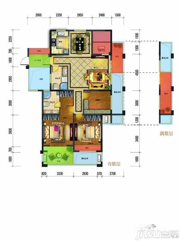 庆盛华府一号院3室2厅2卫139㎡户型图