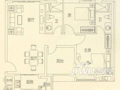 金色东江0室2厅1卫户型图