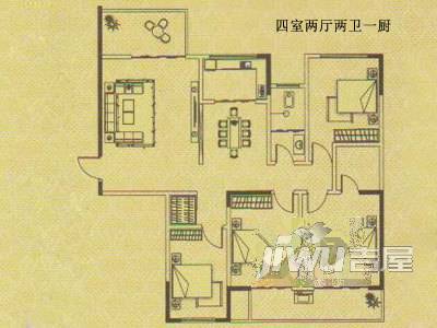 玲珑小筑3室2厅2卫户型图