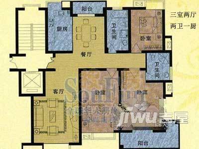 玲珑小筑3室2厅2卫户型图