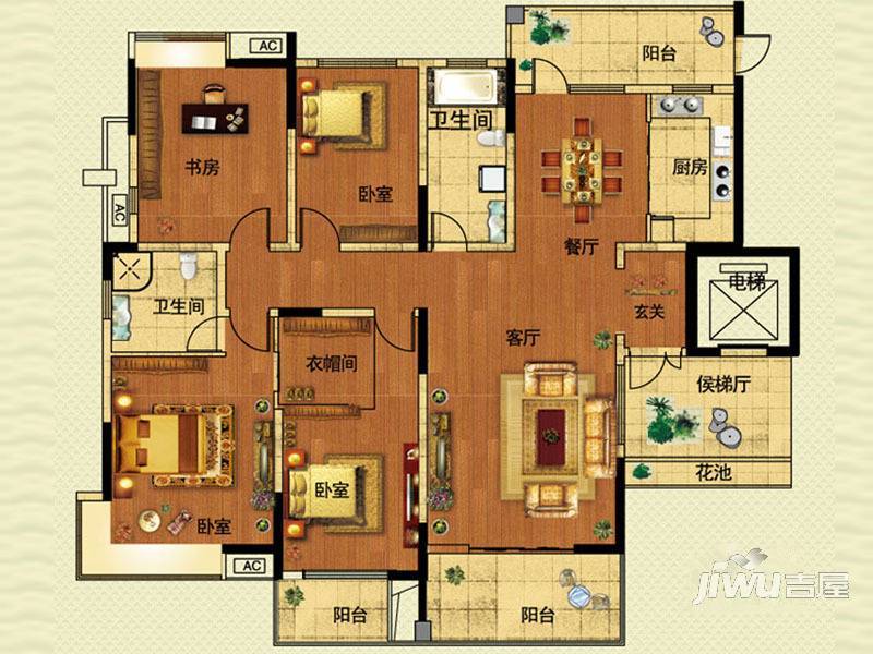 大明·翰泽苑3室2厅2卫143㎡户型图