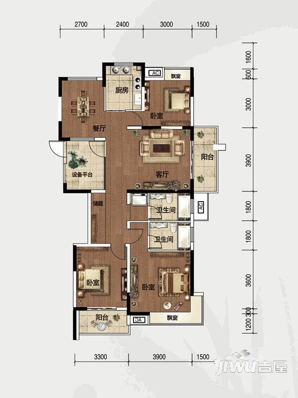 大明·翰泽苑3室2厅2卫143㎡户型图