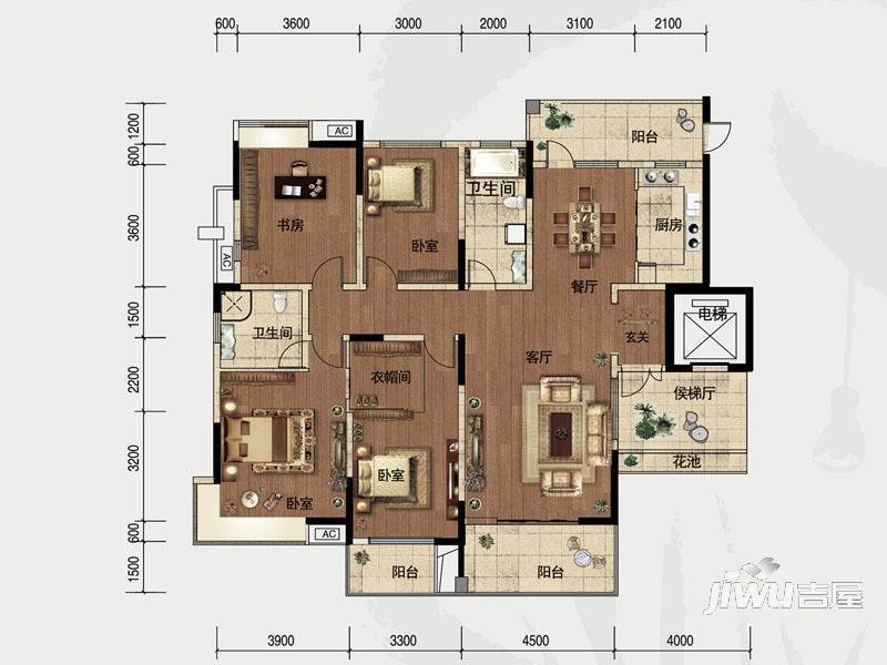 大明·翰泽苑4室2厅2卫178㎡户型图