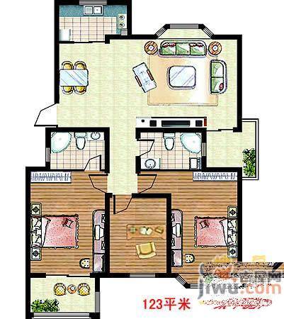 锦绣滨湖3室2厅2卫123㎡户型图